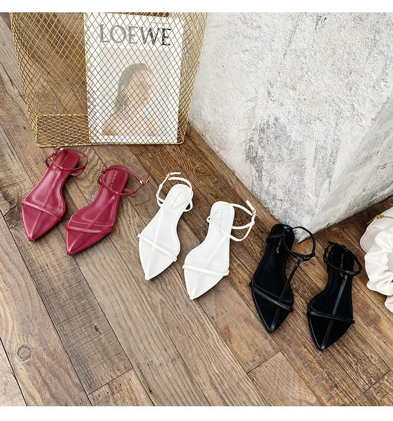 Summer Minimalist Design Flat Sandals European and American Model Style Women's Shoes