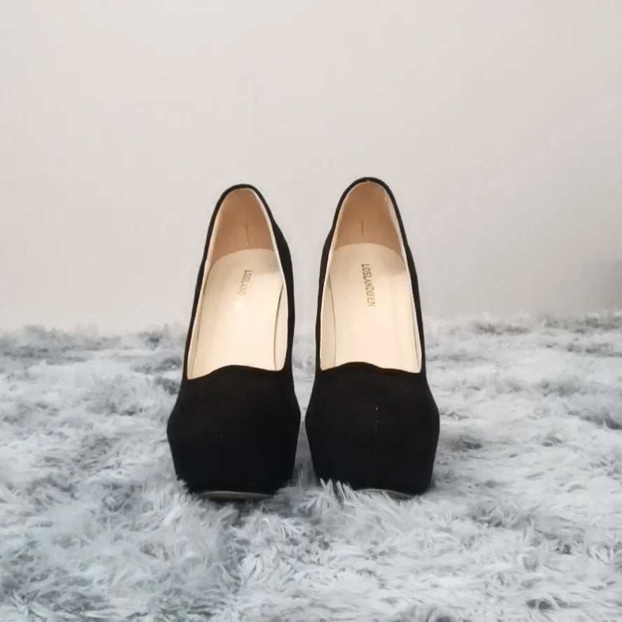 Women Pumps Stilettos Sexy 14cm Super High Heels Female Round Toes Platform Thin Heels