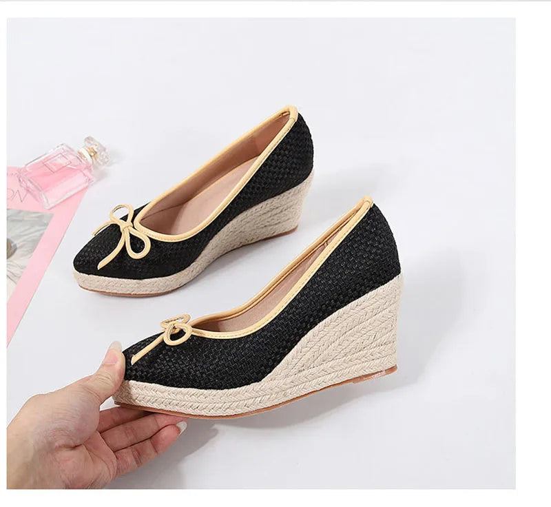 Women Bow Wedges Elegant Casual Woman Wedges