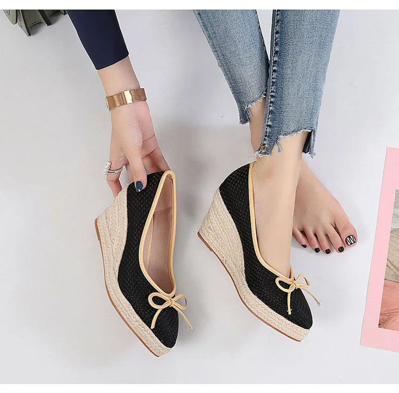 Women Bow Wedges Elegant Casual Woman Wedges