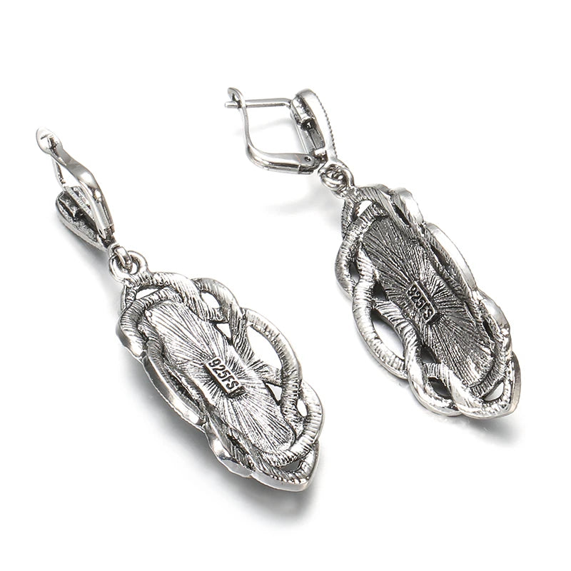 Hot Bohemian Big Opal Stone Earrings Necklace Jewelry Sets For Women