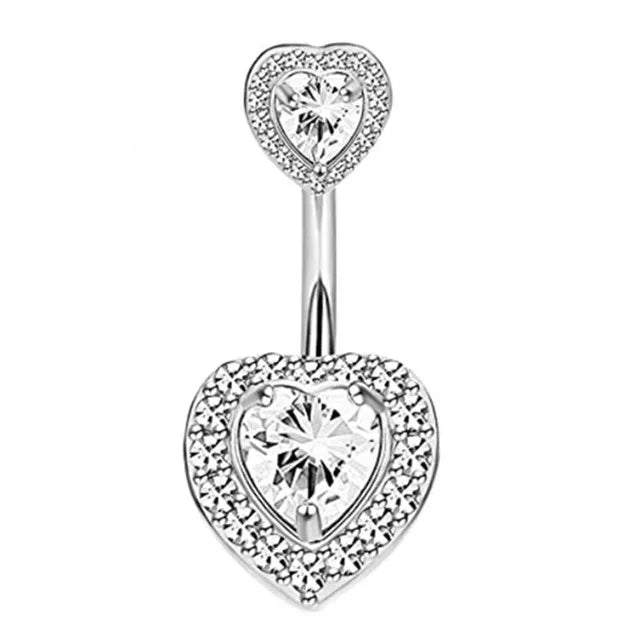 1PCS Crystal Belly Button Rings Surgical Steel Heart Navel Piercing