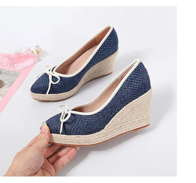 Women Bow Wedges Elegant Casual Woman Wedges