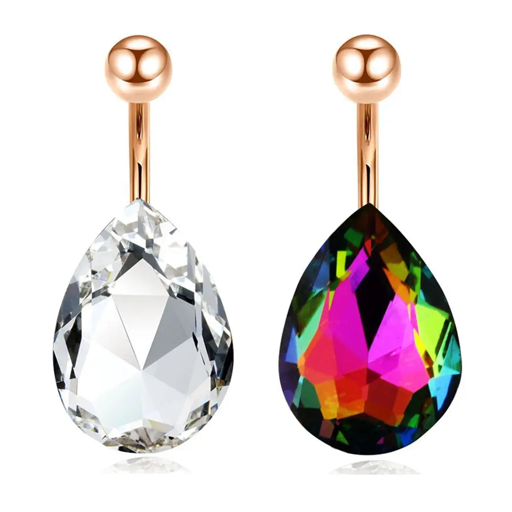 1PCS Crystal Belly Button Rings Surgical Steel Heart Navel Piercing