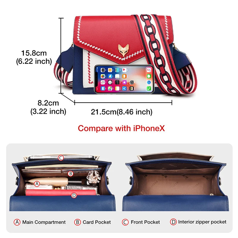 Women Fashion Crossbody Bag Lady Split Leather +PU Small Shoulder Bag Colorful Flap Bag