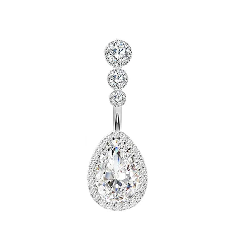 1PCS Crystal Belly Button Rings Surgical Steel Heart Navel Piercing