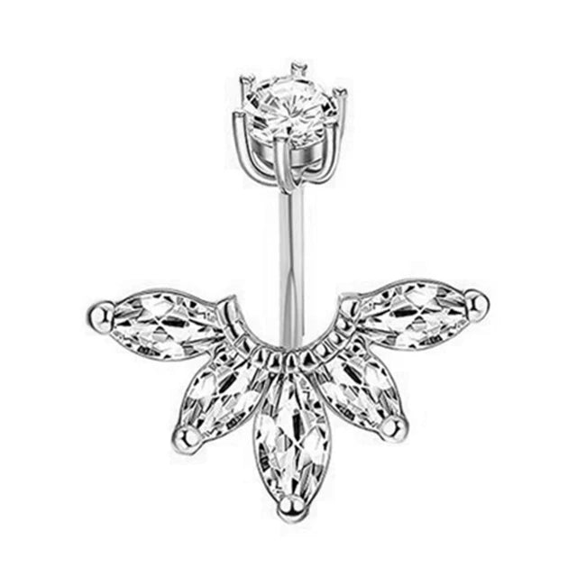 1PCS Crystal Belly Button Rings Surgical Steel Heart Navel Piercing