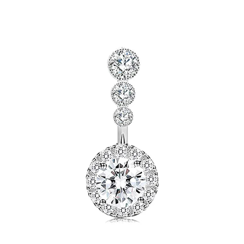 1PCS Crystal Belly Button Rings Surgical Steel Heart Navel Piercing