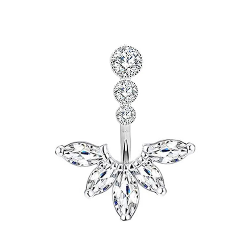 1PCS Crystal Belly Button Rings Surgical Steel Heart Navel Piercing