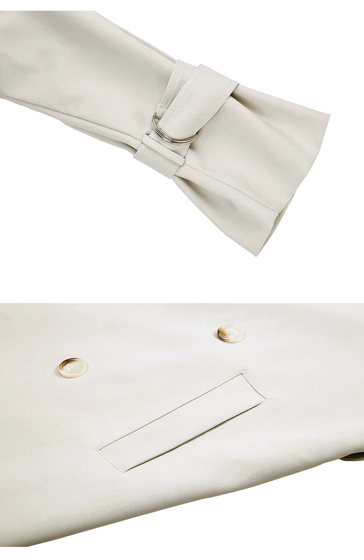 Autumn Long Soft Flowy Trench Coat for Women Sashes Sleeve Double Breasted Korean Fashion