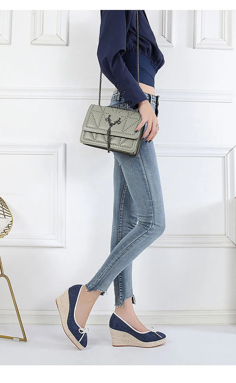 Women Bow Wedges Elegant Casual Woman Wedges