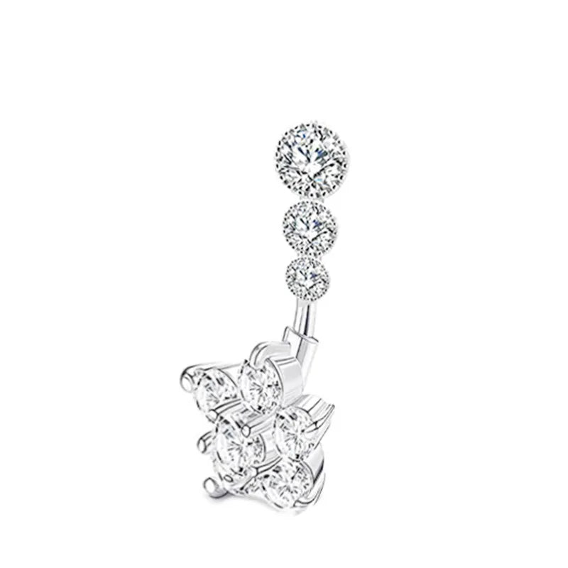 1PCS Crystal Belly Button Rings Surgical Steel Heart Navel Piercing