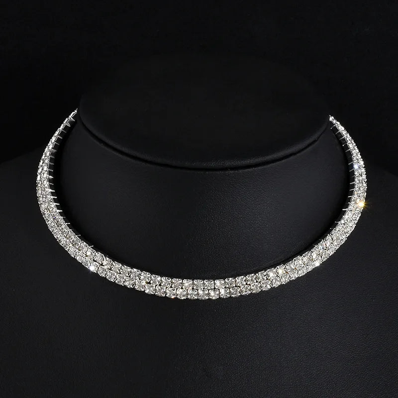 Rhinestone Choker Necklaces Torques Collar Women Statement Jewelry