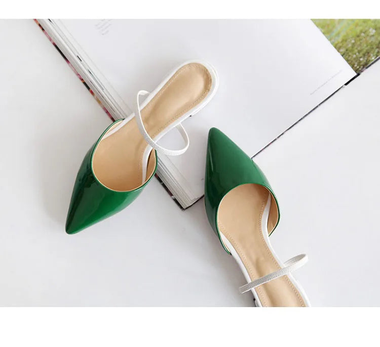 Women's half slippers Pointed flat slippers Female summer new toe cap wear