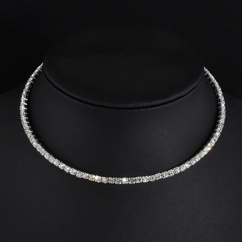Rhinestone Choker Necklaces Torques Collar Women Statement Jewelry