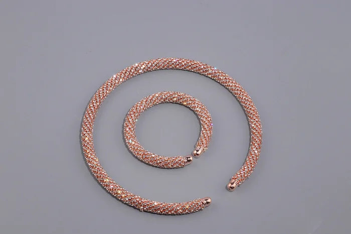 2024 New Disign Luxury Crystal Collar Necklace Gold/Silver Plated Rhinestone Torques Choker Necklaces For Women Wedding Jewelry