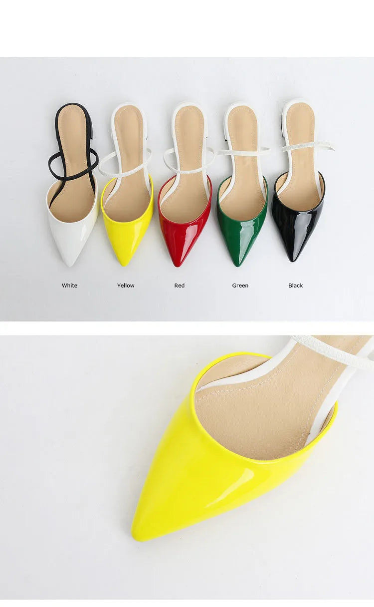 Women's half slippers Pointed flat slippers Female summer new toe cap wear