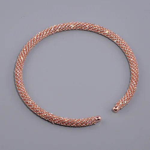 2024 New Disign Luxury Crystal Collar Necklace Gold/Silver Plated Rhinestone Torques Choker Necklaces For Women Wedding Jewelry