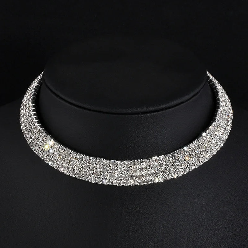 Rhinestone Choker Necklaces Torques Collar Women Statement Jewelry