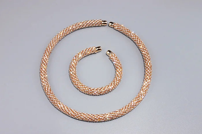 2024 New Disign Luxury Crystal Collar Necklace Gold/Silver Plated Rhinestone Torques Choker Necklaces For Women Wedding Jewelry