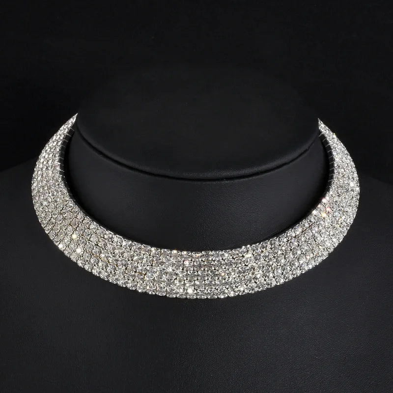 Rhinestone Choker Necklaces Torques Collar Women Statement Jewelry