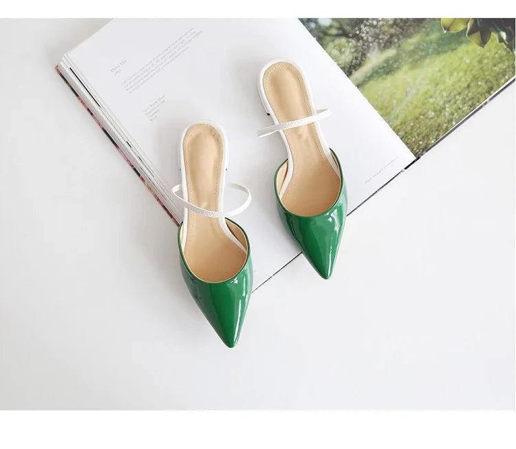 Women's half slippers Pointed flat slippers Female summer new toe cap wear