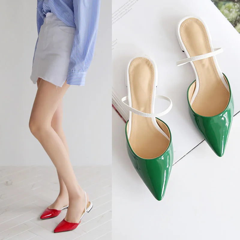 Women's half slippers Pointed flat slippers Female summer new toe cap wear