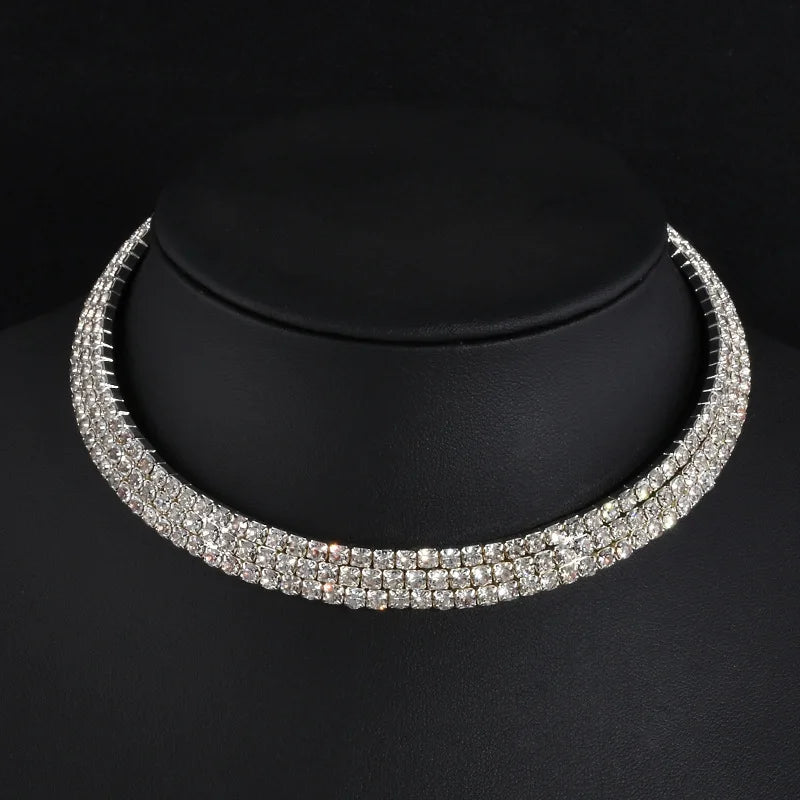 Rhinestone Choker Necklaces Torques Collar Women Statement Jewelry