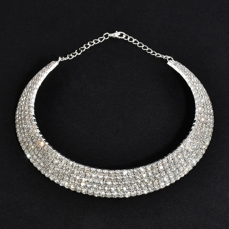 Rhinestone Choker Necklaces Torques Collar Women Statement Jewelry