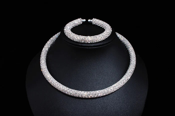 2024 New Disign Luxury Crystal Collar Necklace Gold/Silver Plated Rhinestone Torques Choker Necklaces For Women Wedding Jewelry
