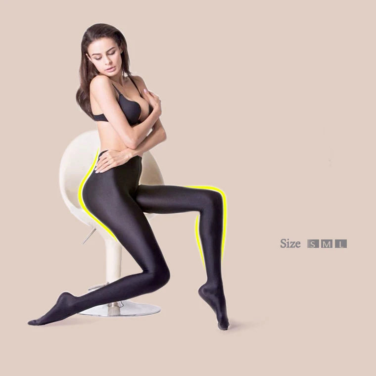 Women's Shiny Black Leggings Gloss Pants Shaping Leggings Panty hoses For Women