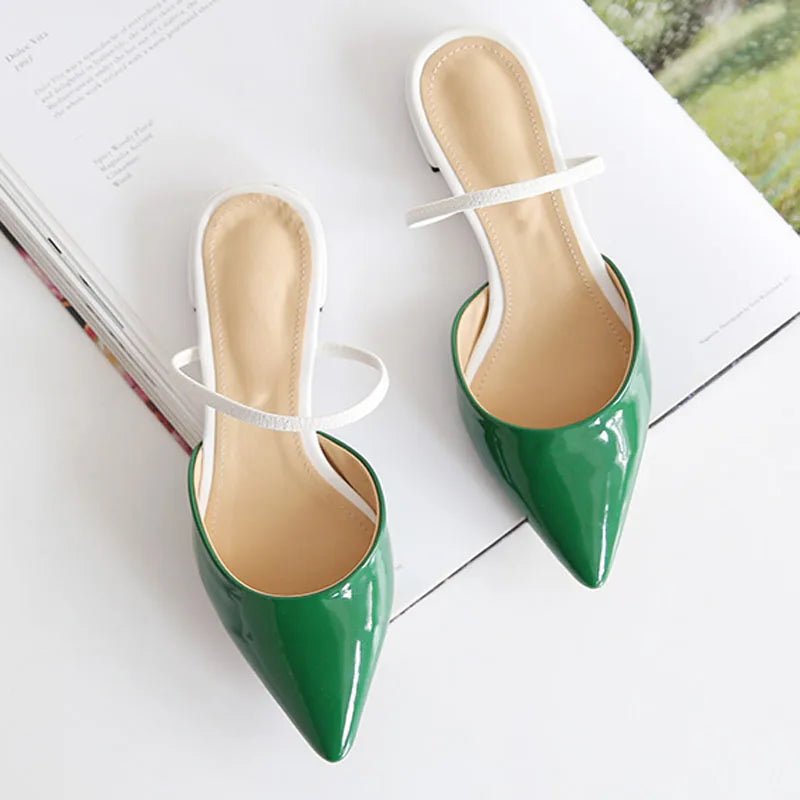 Women's half slippers Pointed flat slippers Female summer new toe cap wear