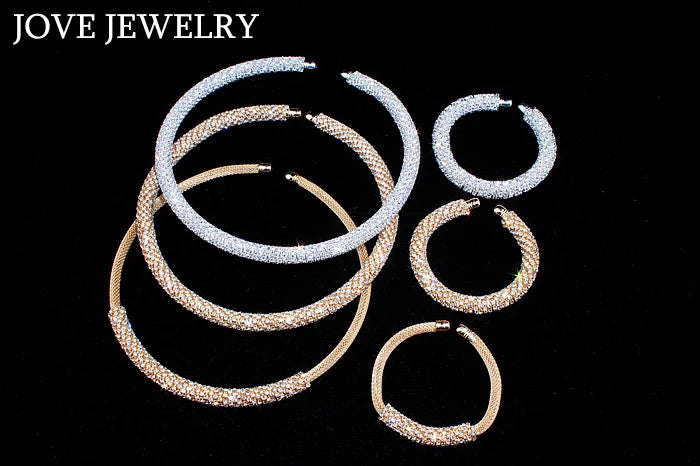 2024 New Disign Luxury Crystal Collar Necklace Gold/Silver Plated Rhinestone Torques Choker Necklaces For Women Wedding Jewelry