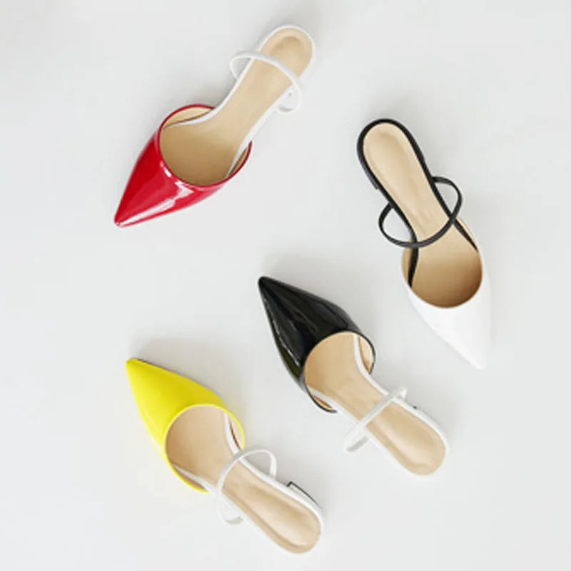 Women's half slippers Pointed flat slippers Female summer new toe cap wear