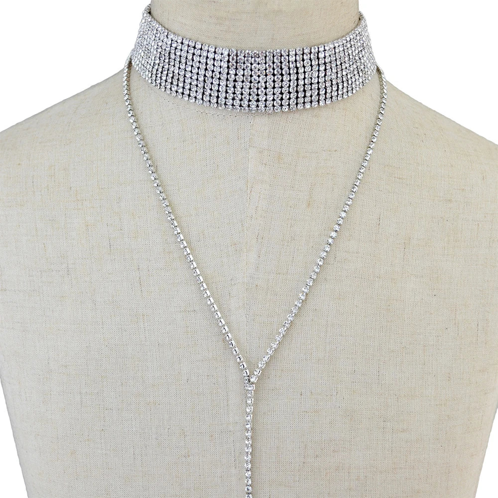 Rhinestone Choker Crystal Gem Luxury Choker Necklace for Women