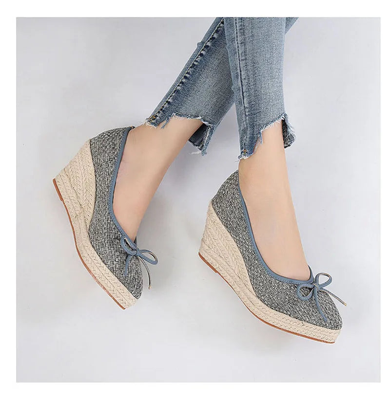 Women Bow Wedges Elegant Casual Woman Wedges
