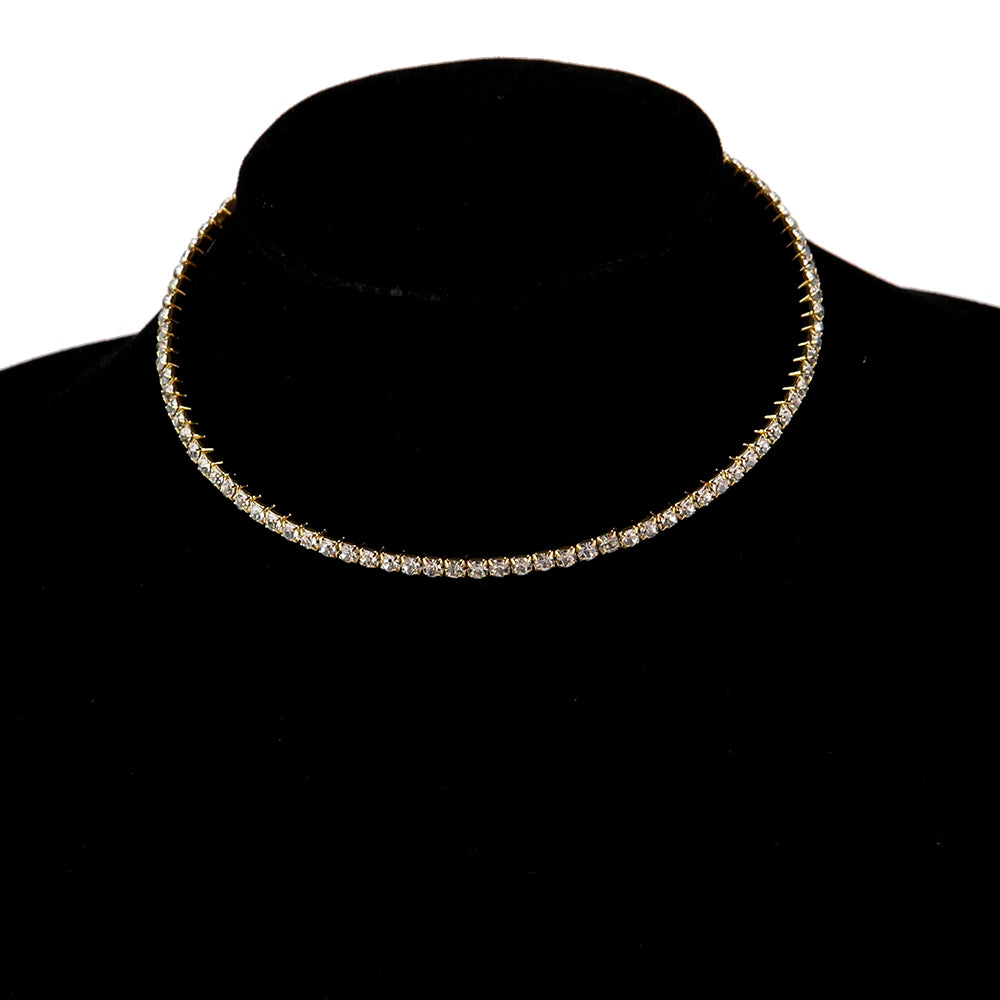 Rhinestone Choker Necklaces Torques Collar Women Statement Jewelry