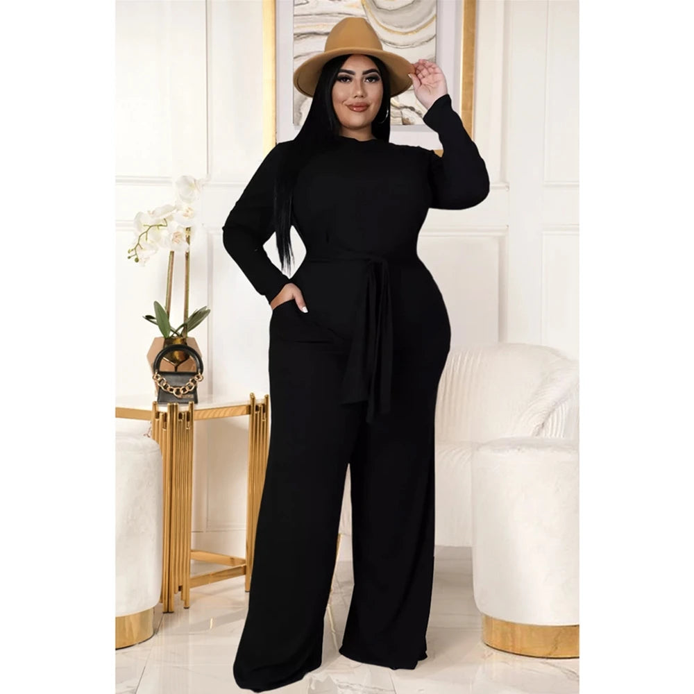 Plus Size Women's Clothing Two Piece Set Pure Color Matching Sets