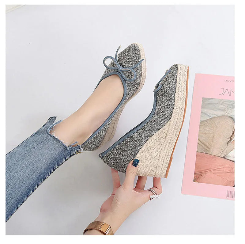 Women Bow Wedges Elegant Casual Woman Wedges