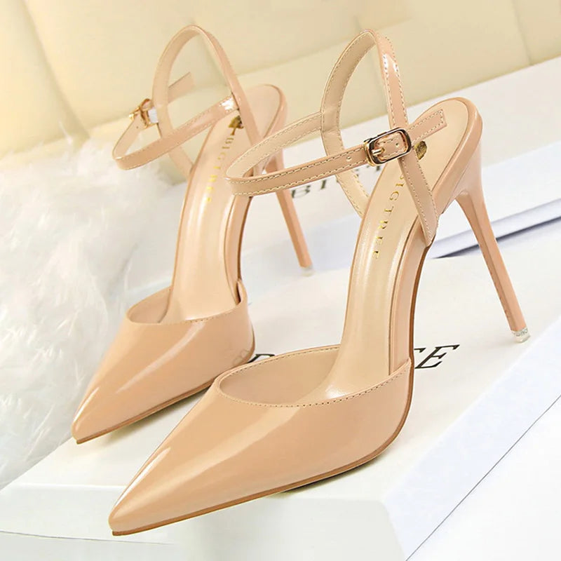 Patent Leather Woman Pumps Sexy Women Heels Blue Sliver Stiletto Heels Women Sandals