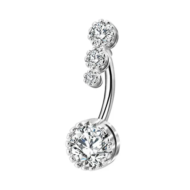 1PCS Crystal Belly Button Rings Surgical Steel Heart Navel Piercing