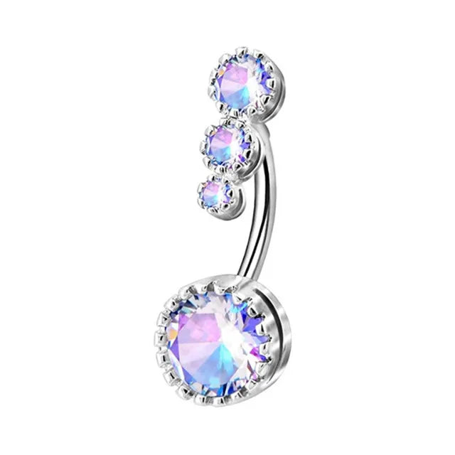 1PCS Crystal Belly Button Rings Surgical Steel Heart Navel Piercing