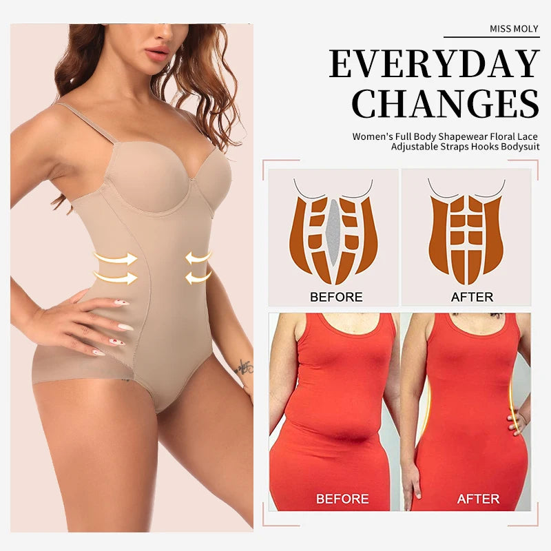 Postpartum Waist Trainer Shapewear for Women Tummy Control Dress Backless Bodysuit Tops Body Shaper with Built-in Bra