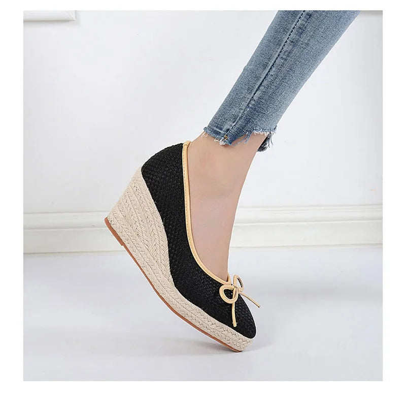 Women Bow Wedges Elegant Casual Woman Wedges