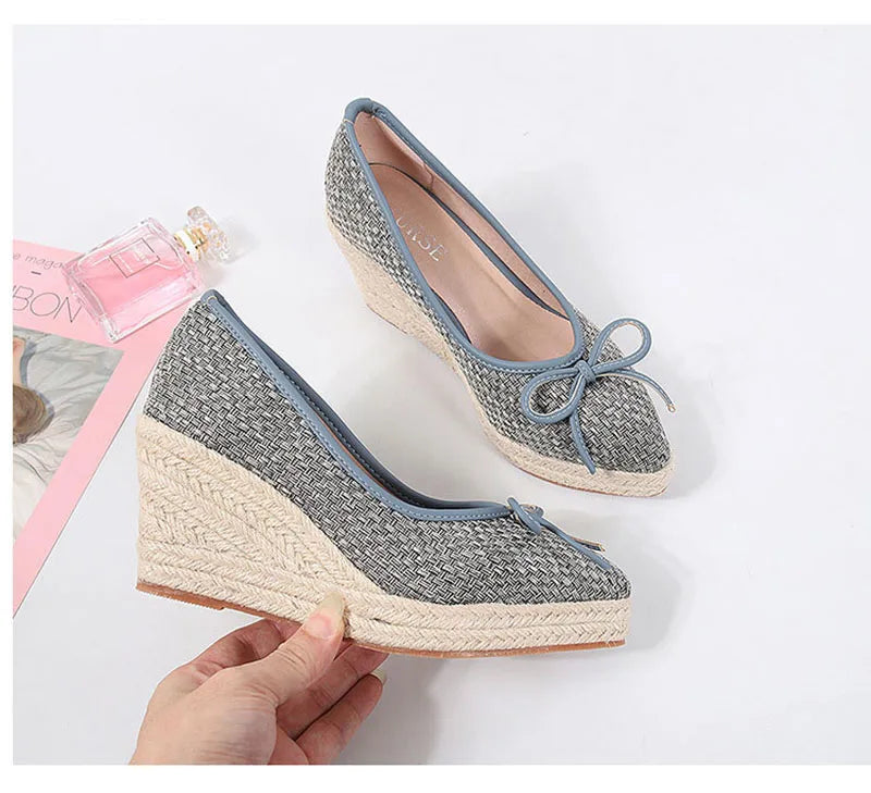 Women Bow Wedges Elegant Casual Woman Wedges