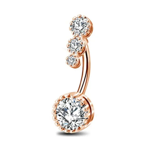 1PCS Crystal Belly Button Rings Surgical Steel Heart Navel Piercing