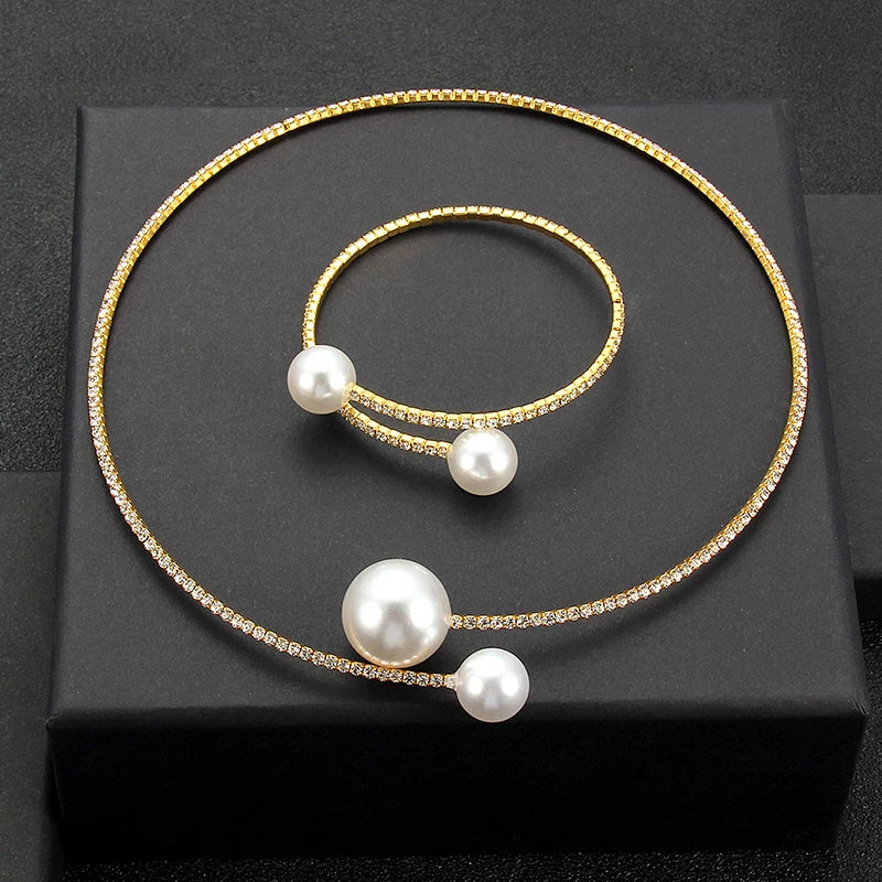 Rhinestone Choker Necklaces Torques Collar Women Statement Jewelry