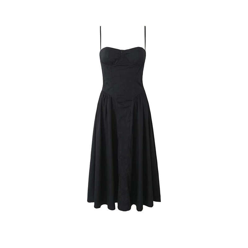 Ruched French Retro Square Collar Three-Dimensional Steel Ring Suspender Skirt