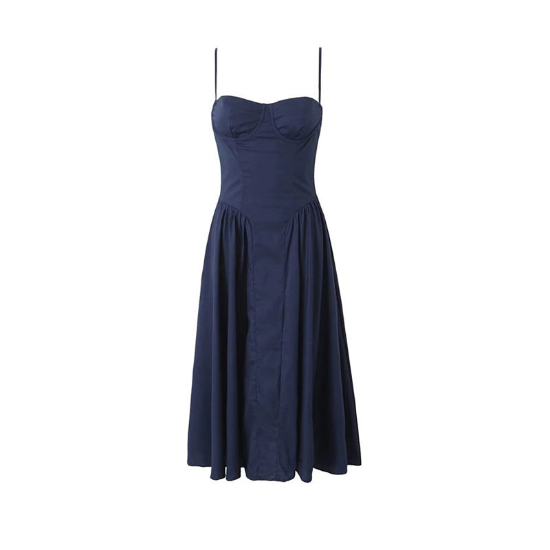 Ruched French Retro Square Collar Three-Dimensional Steel Ring Suspender Skirt