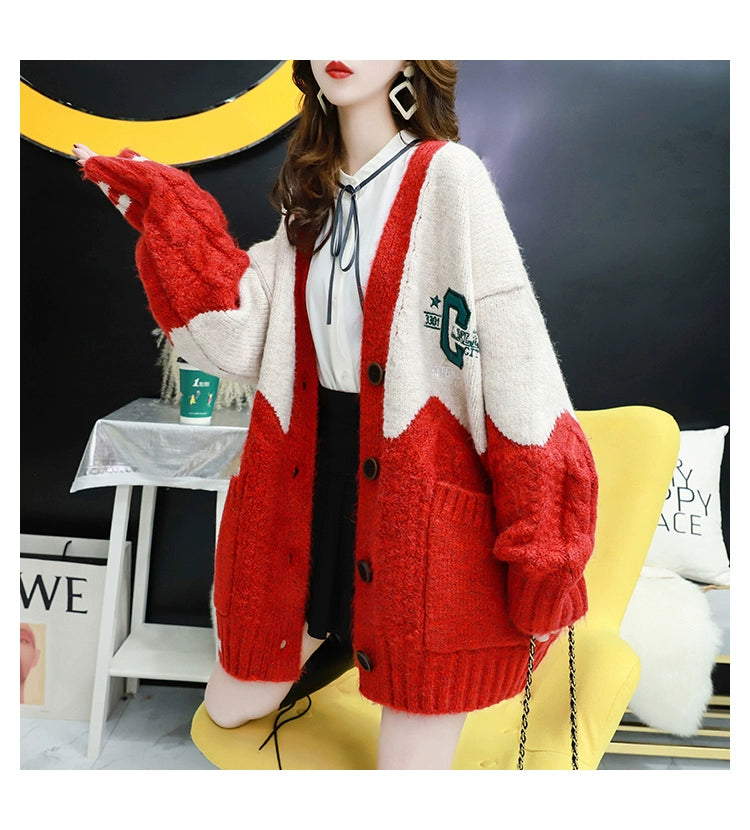 Women's Spring Jacket Mid Length Long Length Cardigan Knitted Coat